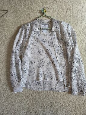 Persona by Marina Rinaldi White Lace Floral Cardigan With Tank